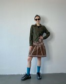 Green Patterned Lace Up Shirt #250410
